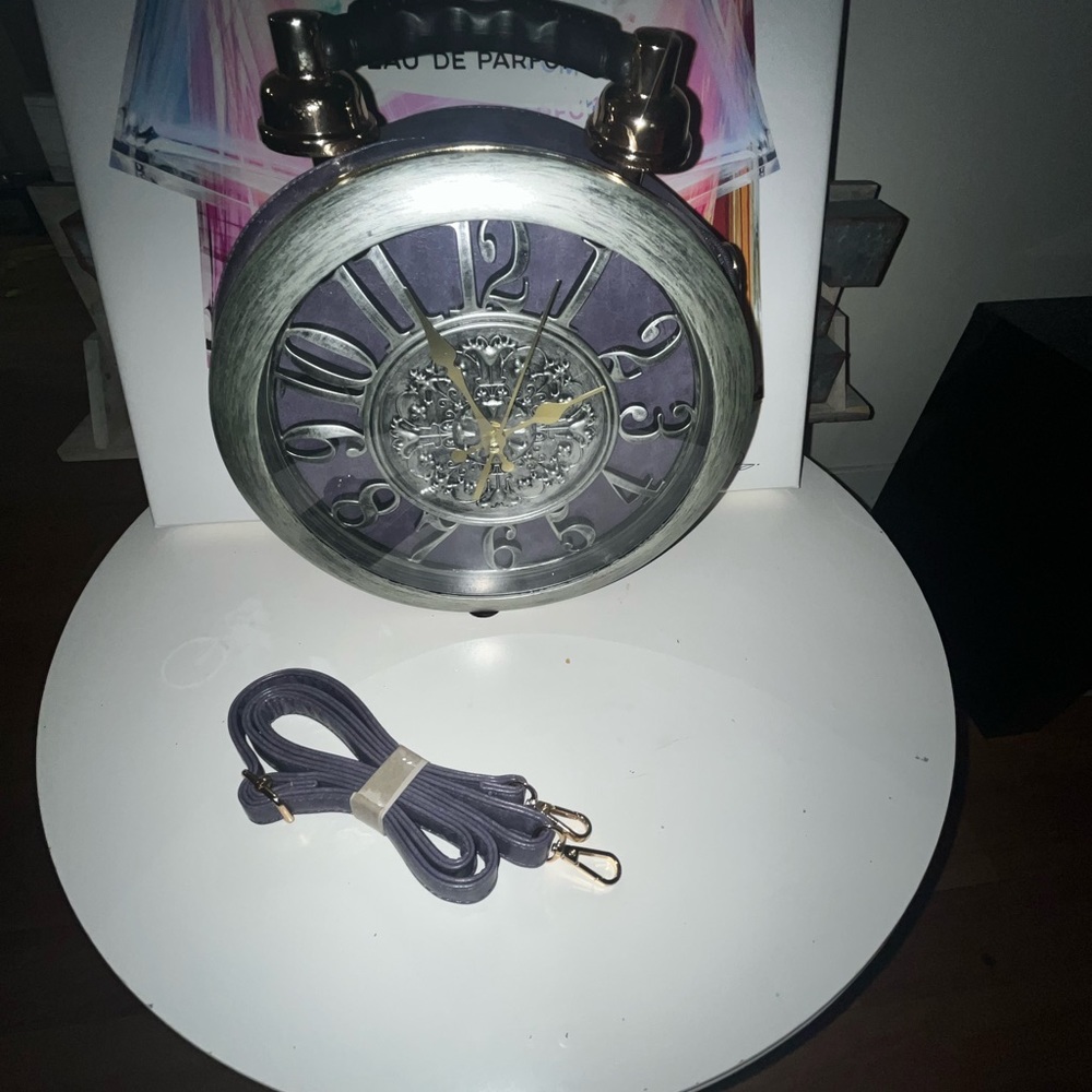Purple/Sliver Clock Bag